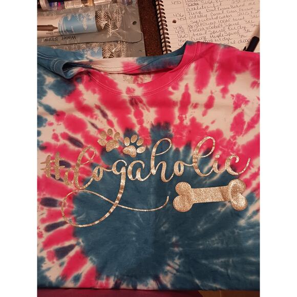 Dogaholic Pink and Turquoise Tie Dye T-Shirt Size 3XL - Picture 6 of 8